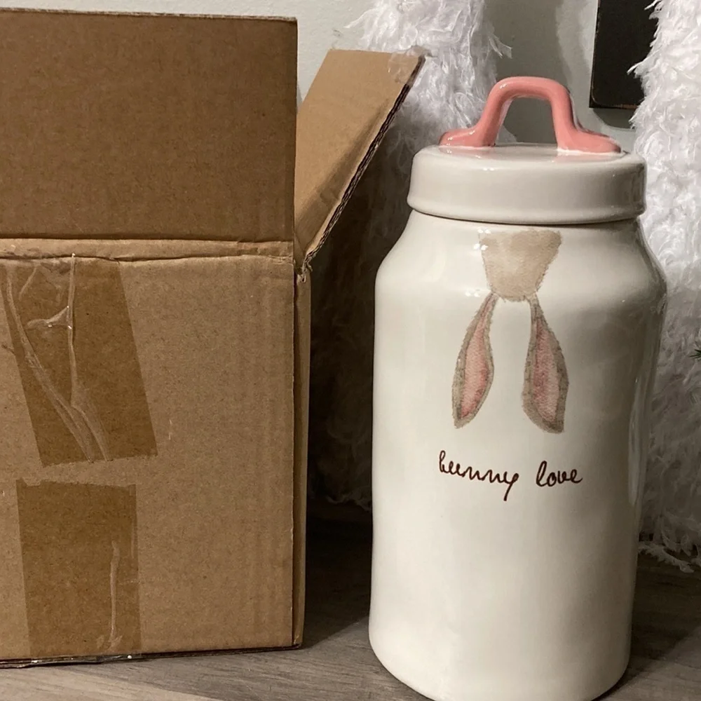Rae Dunn TALL bunny love CANISTER NIP